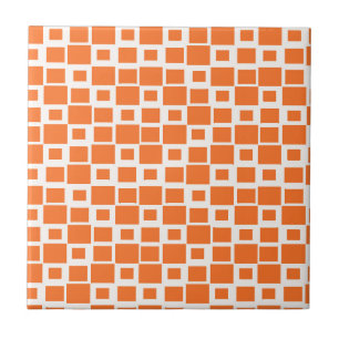 Retro Orange Squares Pattern Tile