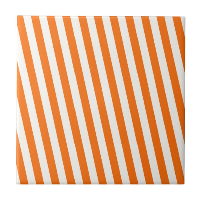 Retro Orange Striped Pattern Tile (Front)