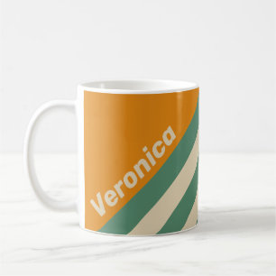 Retro Orange Stripes with Name Coffee Mug
