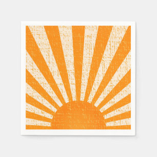Retro Orange Sun I Vintage Sunrise I Boho Sunshine Napkin