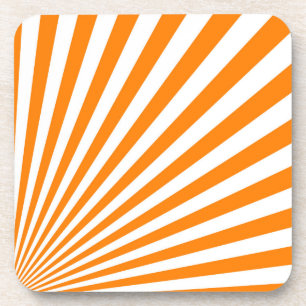 Retro Orange Sun Rays Background Coaster