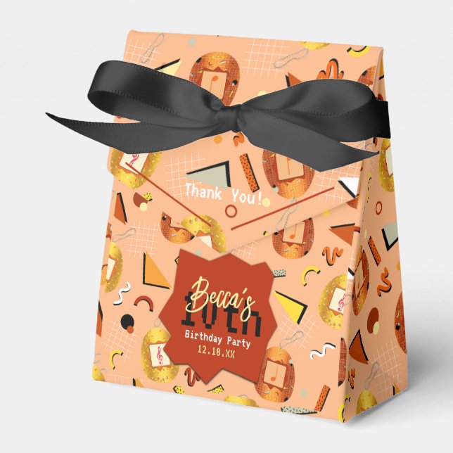 Retro Orange Tamagotchi Birthday Favour Box (Front Side)