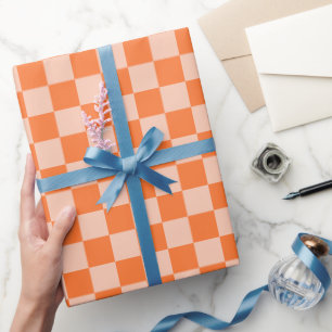 Retro Orange Tartan Plaid Fall Autumn Wrapping Paper