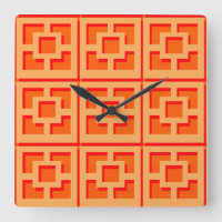 Retro Orange Trellis Acrylic Wall Clock