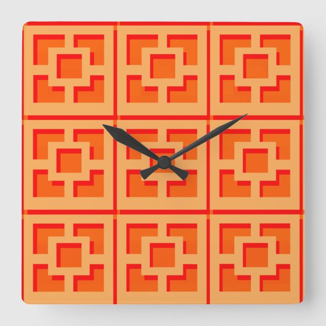 Retro Orange Trellis Acrylic Wall Clock (Front)