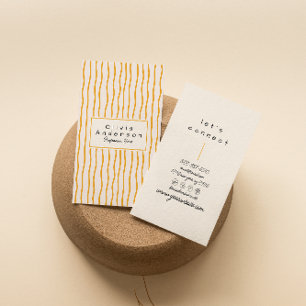 Retro Orange Wavy Stripes Trendy Boho Funky Modern Business Card