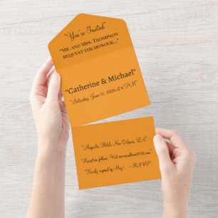 Retro Orange Wedding Invite Summer Vibes Art