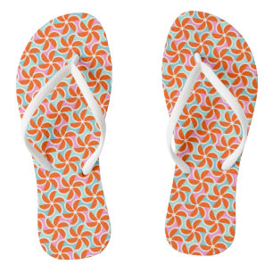Retro Orange Wedge Pattern Flip Flops