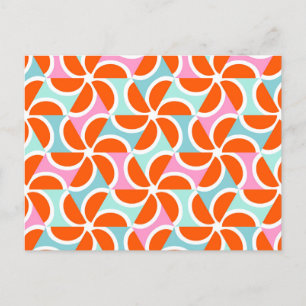Retro Orange Wedge Pattern Holiday Postcard