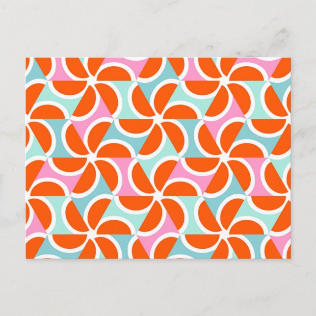 Retro Orange Wedge Pattern Holiday Postcard (Front)