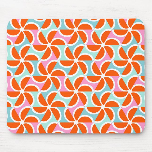 Retro Orange Wedge Pattern Mouse Mat (Front)