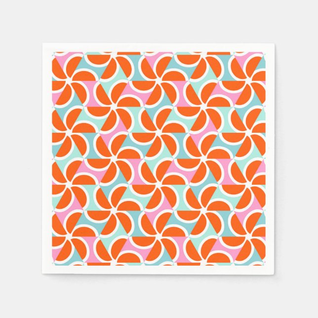 Retro Orange Wedge Pattern Napkin (Front)