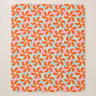 Retro Orange Wedge Pattern Sherpa Blanket