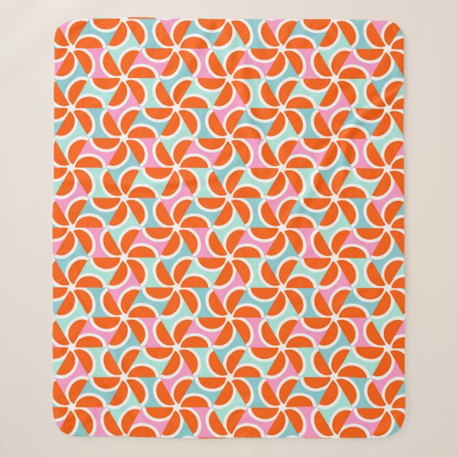 Retro Orange Wedge Pattern Sherpa Blanket (Front)