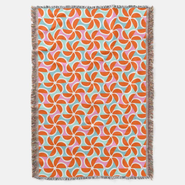 Retro Orange Wedge Pattern Throw Blanket (Front Vertical)