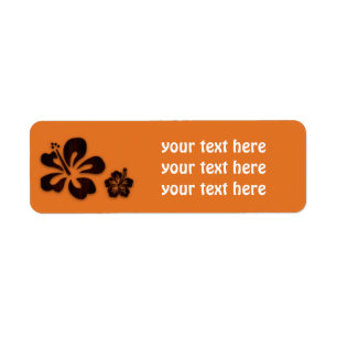 Retro Orange Wooden Hibiscus Floral Address Labels