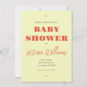 Retro Orange Yellow Baby Shower Invitation
