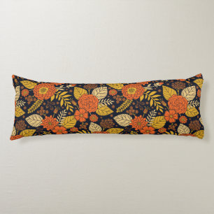Retro Orange, Yellow & Navy Floral  Body Cushion