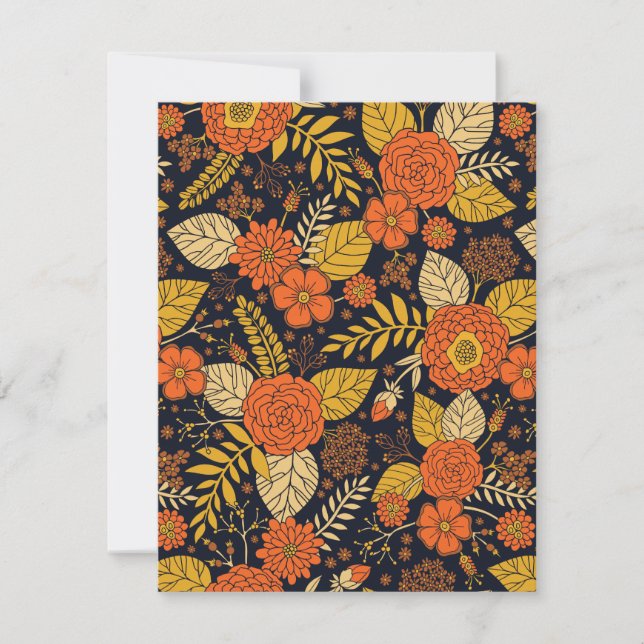 Retro Orange, Yellow & Navy Floral  Card (Front)