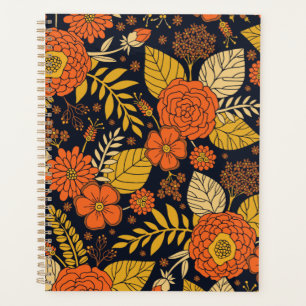 Retro Orange, Yellow & Navy Floral Planner
