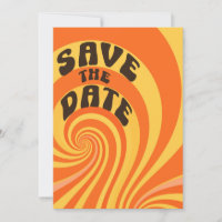 Retro Orange Yellow  Photo Save The Date