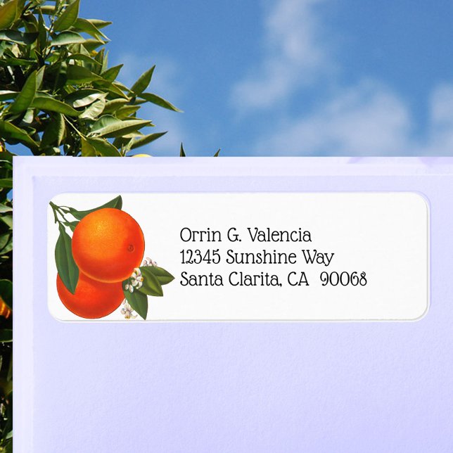 Retro Oranges with Flowers Editable Return Address (Creator Uploaded)