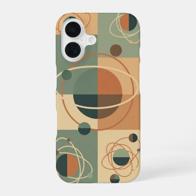 Retro Orbital Circles Pattern iPhone 16 Case (Back)