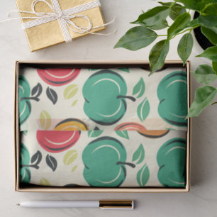 Retro Orchard Harvest Mid-Century Modern Fruit Tissue Paper