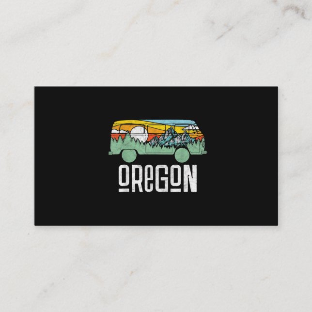 Retro Oregon Outdoor Hippie Van Nature Business Card (Front)