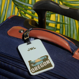 Retro Oregon Silhouette Monogram Luggage Tag
