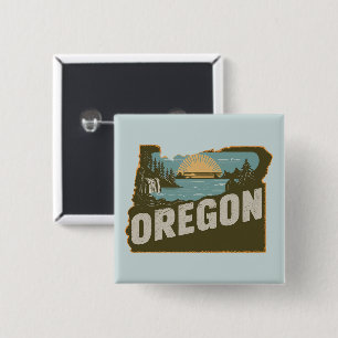 Retro Oregon Silhouette Pinback Button