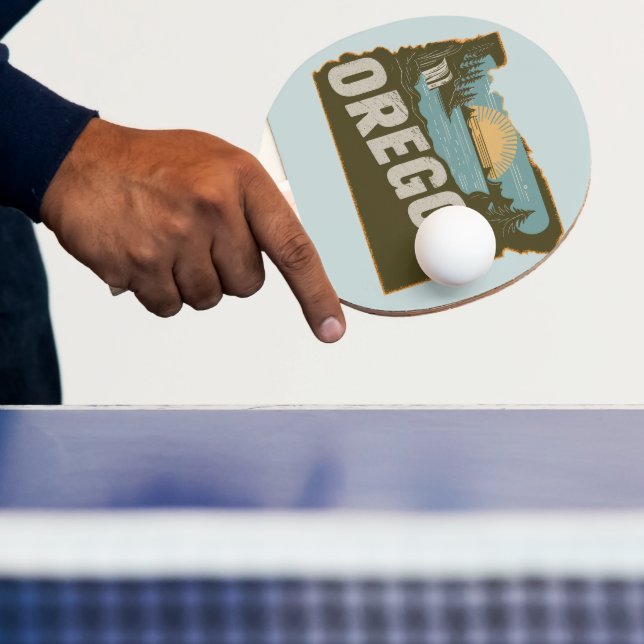 Retro Oregon Silhouette Ping Pong Paddle (Insitu)