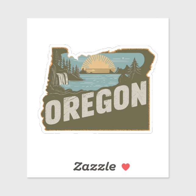Retro Oregon State Car Sticker (Sheet)