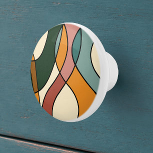 Retro Organic Abstract Cabinet Accent Ceramic Knob