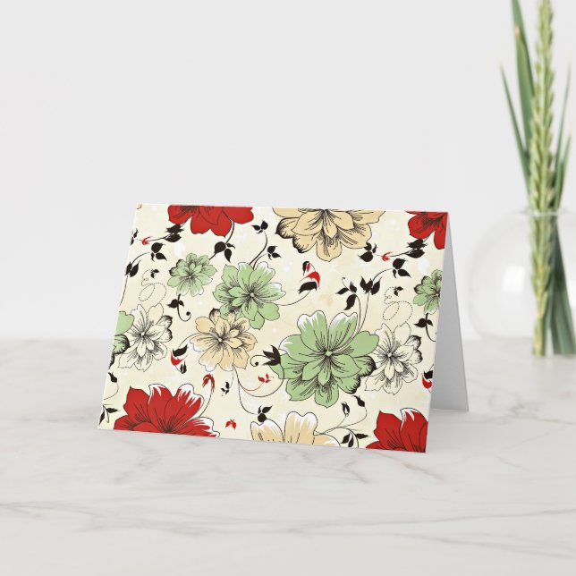 Retro Oriental Flower Pattern Card (Front)