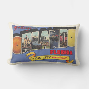 Retro Orlando Postcard Greeting Throw Pillow