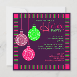 Retro Ornament Holiday Party Invitation