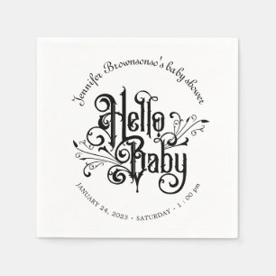 Retro Ornament Horror Gothic Hello Baby Napkin