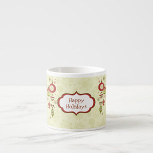 Retro Ornaments and Snow - Happy Holidays Espresso Cup