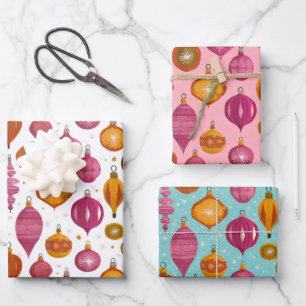 Retro Ornaments Christmas Wrapping Paper Sheet