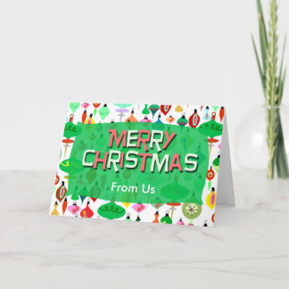 Retro Ornaments Fun Holidays Custom Christmas Holiday Card