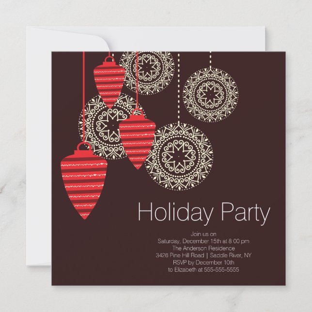 Retro Ornaments Holiday Party Invitations (Front)