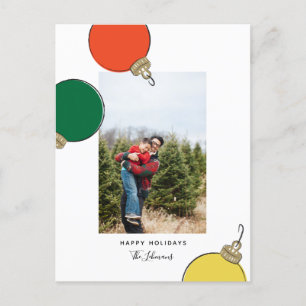 Retro Ornaments Holiday Photo Card