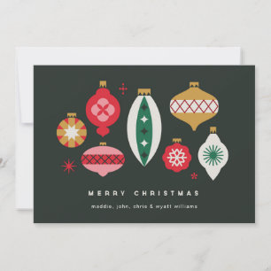Retro Ornaments - Merry Christmas Holiday Card