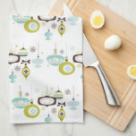 Retro Ornaments,  Mid Century kitchen Tea Towel<br><div class="desc">Fabulous retro ornaments form an all over pattern.  It's an easy way to add a little Christmas magic to a kitchen,  gift basket or buffet table. A beautiful towel that will work hard for you in the kitchen as a kitchen towel or as a decorative piece.</div>