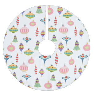 Retro Ornaments Mid Century Modern Brushed Poly Brushed Polyester Tree Skirt