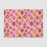 Retro Ornaments on Pink Christmas Tissue Paper<br><div class="desc">Retro Christmas ornaments from the last mid-century are so cute and continue to be enjoyed a lot today. This pattern is from around the 1950s in watercolor illustration style with baubles and accents. This tissue paper features colourful bulbs in magenta and orangey tones on a pink holiday background. Enjoy it...</div>