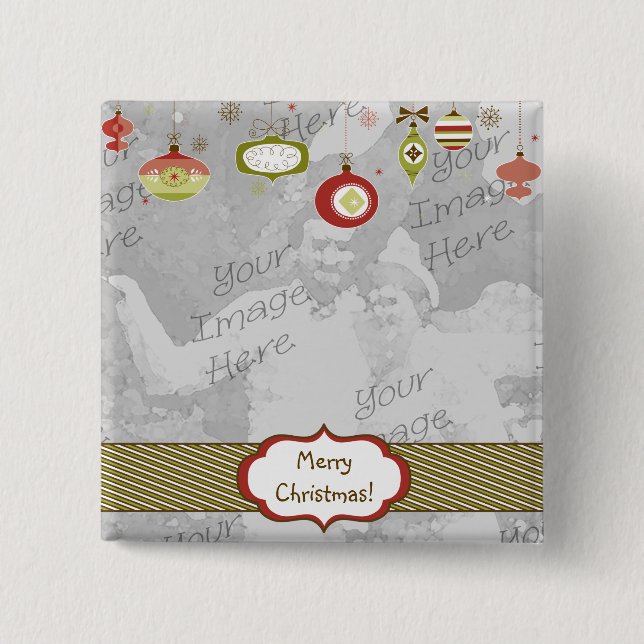 Retro Ornaments Photo Frame Template 15 Cm Square Badge (Front)