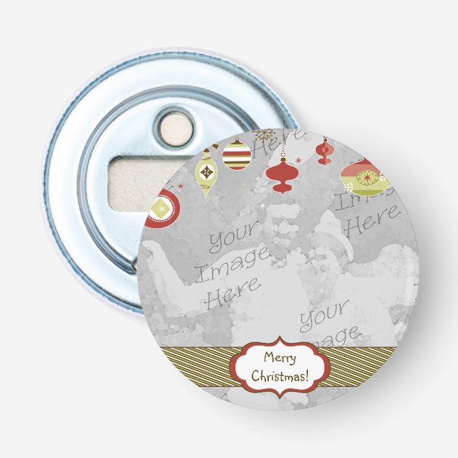 Retro Ornaments Photo Frame Template Bottle Opener (Front)