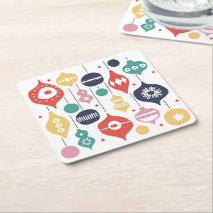 Retro Ornaments Square Paper Coaster